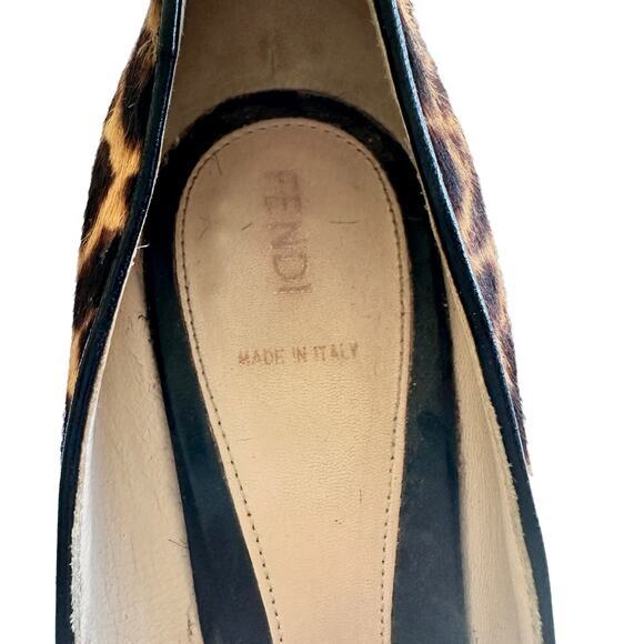 FENDI Leopard Print Calf Hair cap toe Pumps size 39 - Picture 3 of 10